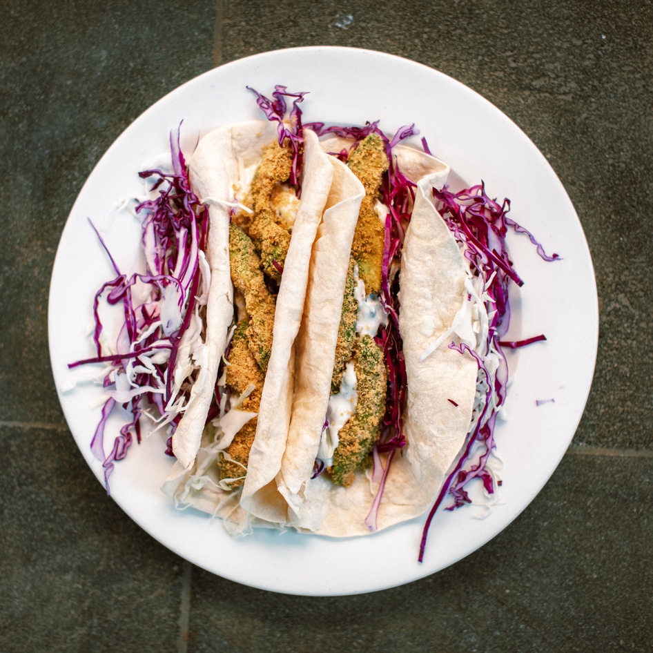 Tortilla-Crusted Avocado Tacos